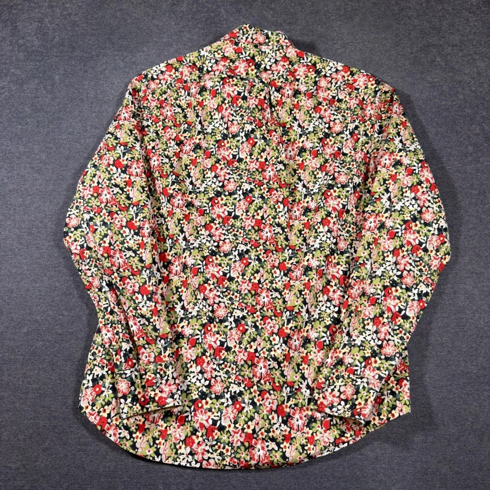 J. Crew Secret Wash Shirt Mens Large Multicolor Slim Floral Organic Cotton L/S